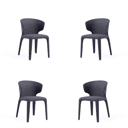 Conrad Woven Tweed Dining Chair In Black - Set Of 4